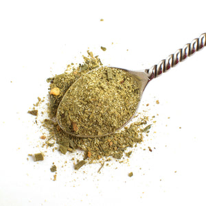  Aromatic Spice Blends Fish Rub spice blend closeup on spoon