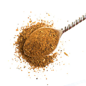  Aromatic Spice Blends Guajillo Chile Cracked Pepper spice blend closeup on spoon