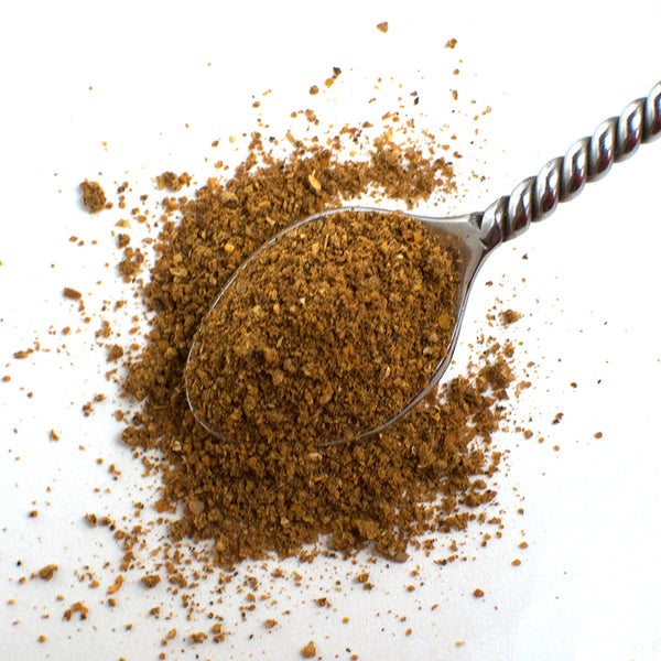  Aromatic Spice Blends Rai Masala Spiced Mustard spice blend closeup on spoon
